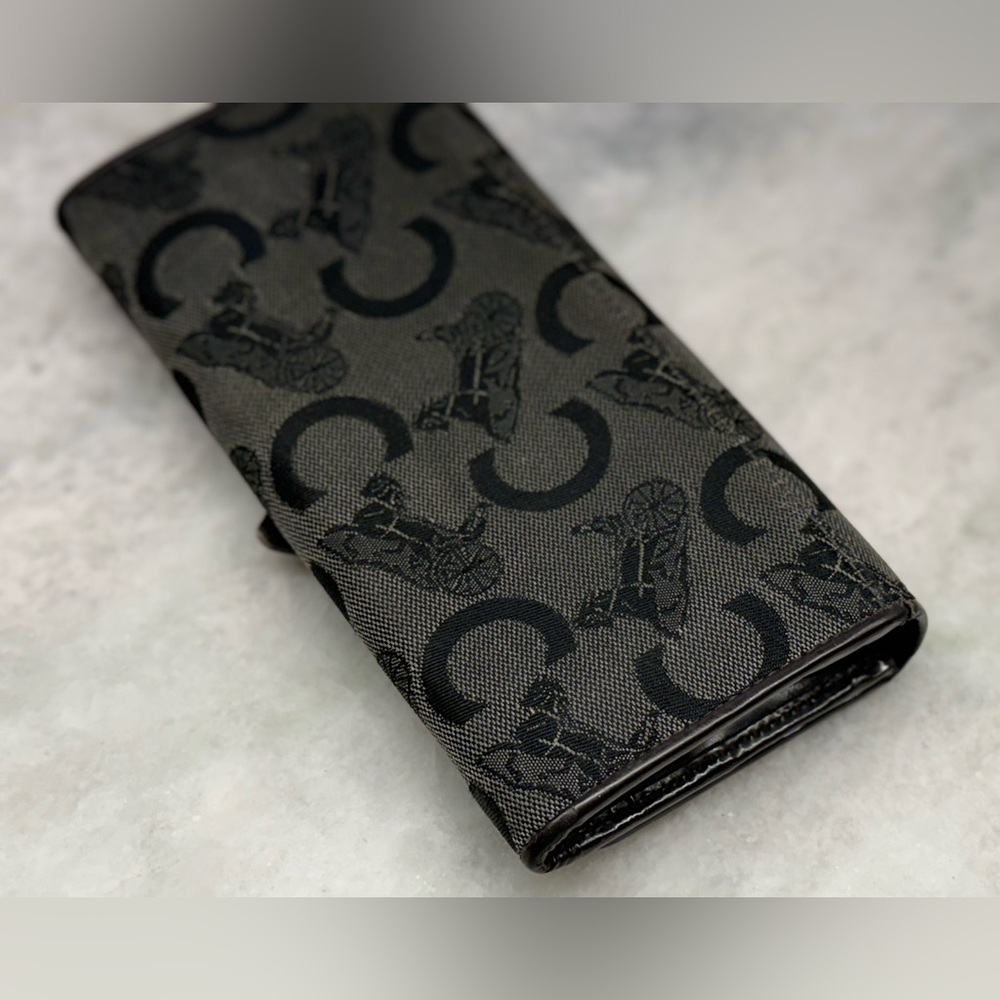 SOLD CELINE Vintage Macadam Logo Canvas/Patent Leather Long Flap Snap Wallet - Picture 9 of 16